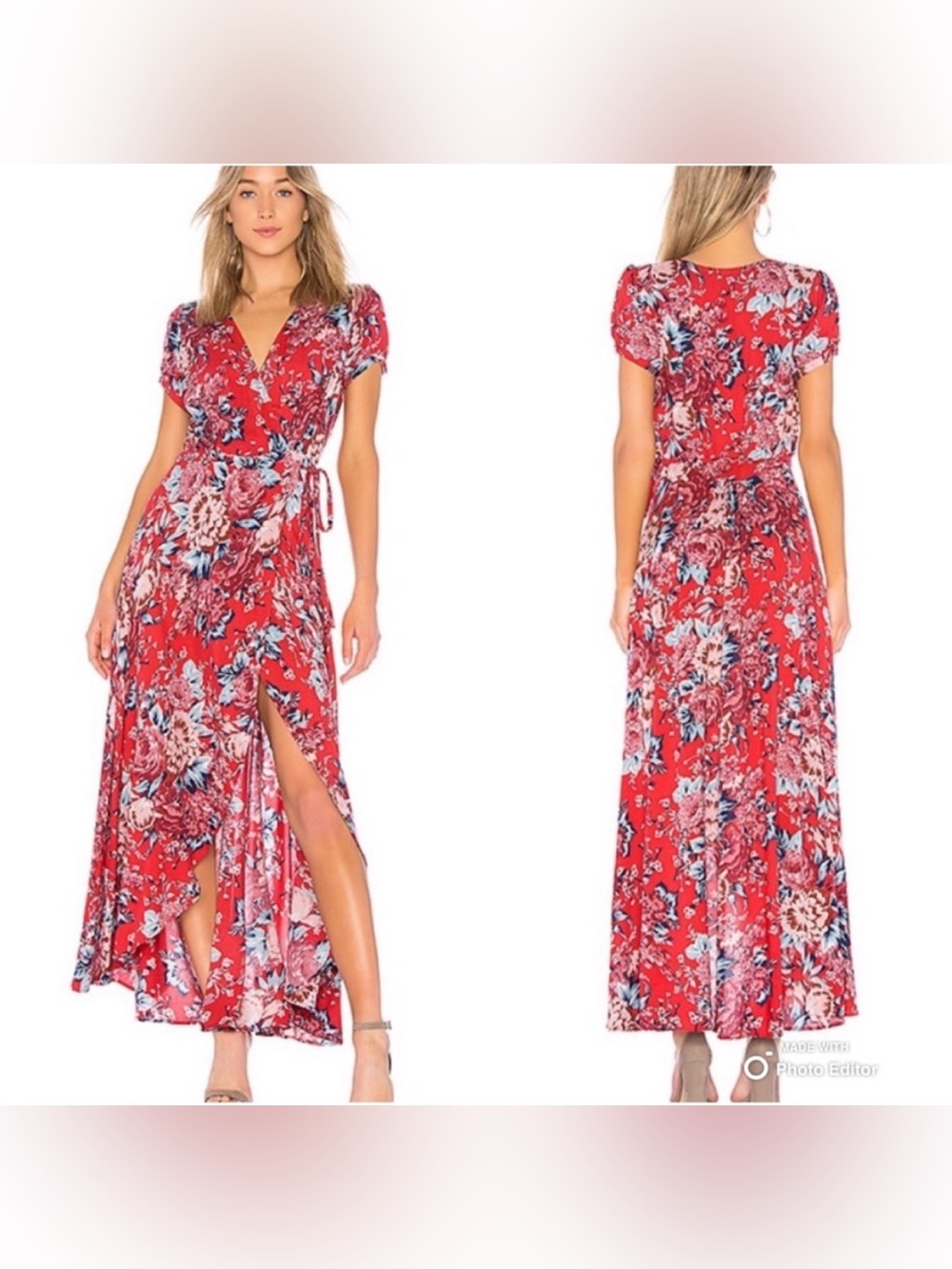 AUGUSTE The Label Abigail Wrap Maxi Dress in Texan Bloom Women's Size 6